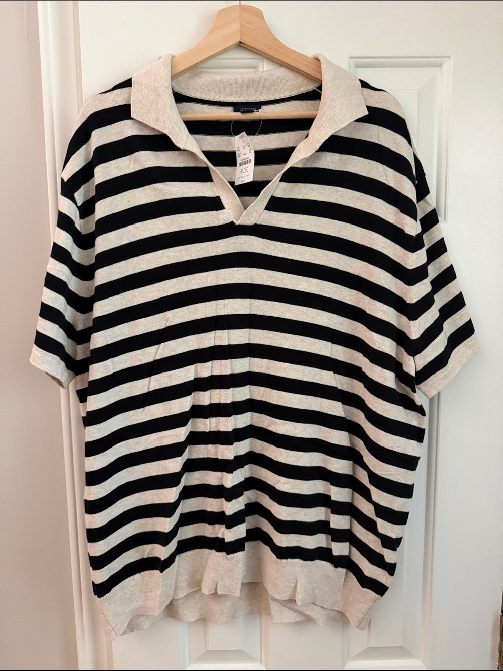 J. Crew Navy and Cream Striped Polo Shirt Men’s